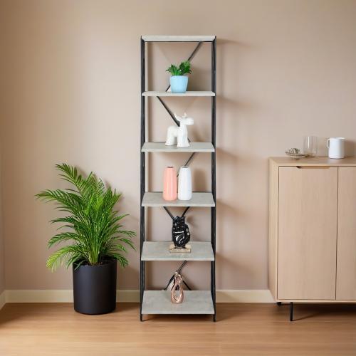 وحدة رفوف خشب ماليزي 6 ادوار متعددة الإستخدام رماد...