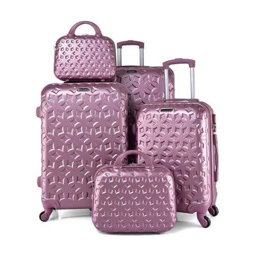 شنط السفر 5 قطع ماركة نيو ترافيل بعجلات دوارة - عد...