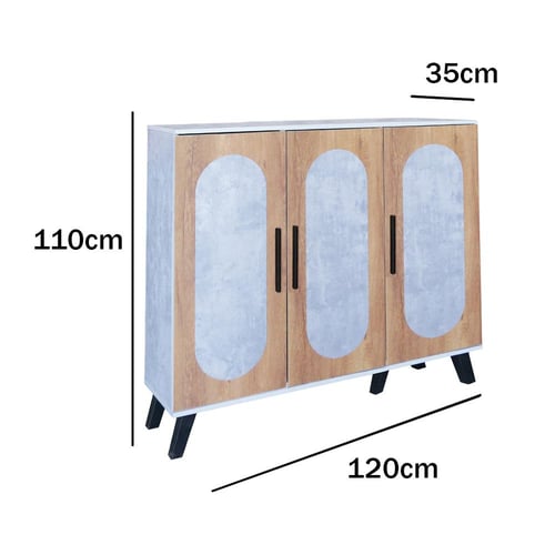 خزانة أحذية مودرن خشب ماليزي 5 أرفف 3 أبواب – رماد...