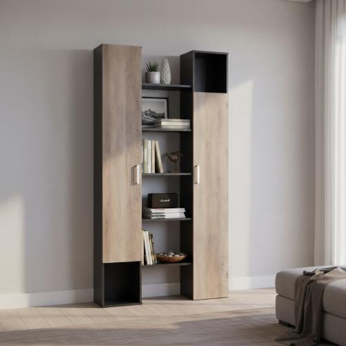 وحدة تخزين خشب ماليزي مع 5 أرفف وأدراج