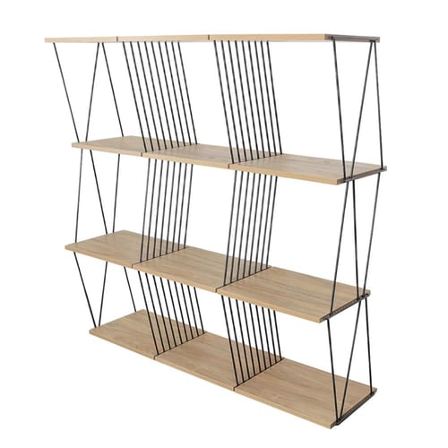 وحدة رفوف ديكور خشب مقسم 4 ادوار لون خشبي , صناعة...