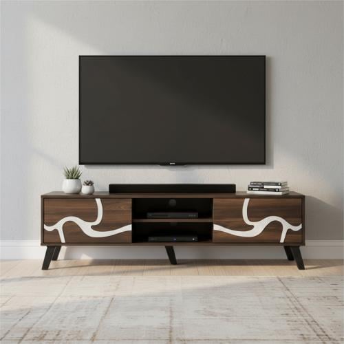 طاولة تلفزيون مستطيلة خشب ماليزي 160 سم - بني غامق...