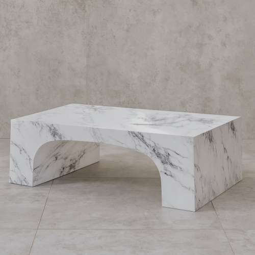 طاولة قهوة أسمنت هندسي مركب بديل الرخام - رمادي رخ...