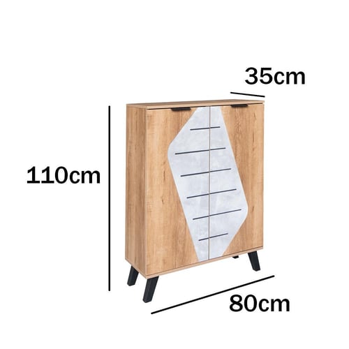 خزانة أحذية خشب ماليزي بابين 5 مستويات , خشبي ورصا...