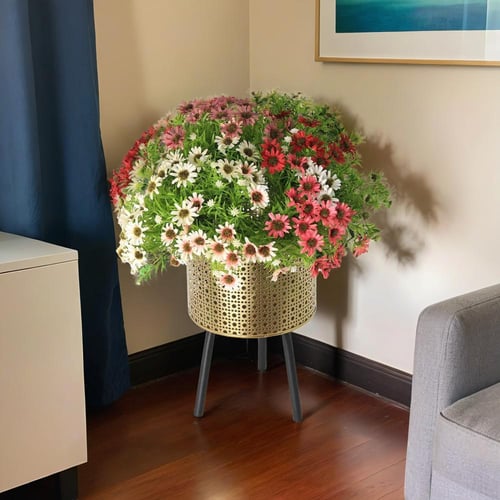 طقم مراكن ورد وأشجار الزينة ستيل مخرم 2 حبة ذهبي