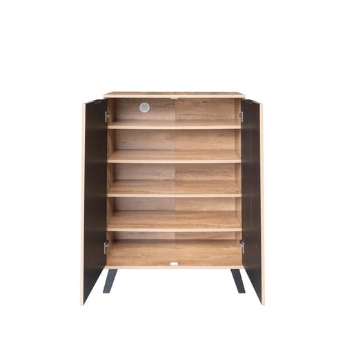 خزانة أحذية بابين خشب ماليزي - خشبي وأسود