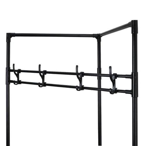 علاقة ملابس زاوية ورفوف حديد - أسود