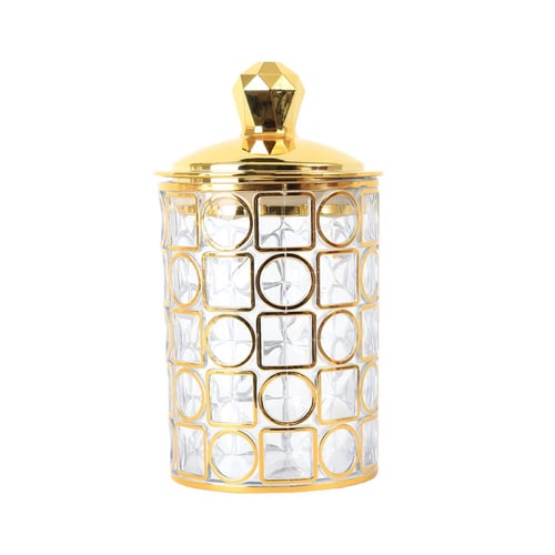 علب السكر والشاي أكريليك شفافة بغطاء ذهبي