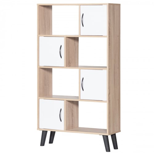 خزانة كتب خشب ماليزي 4 دور رفوف مع ادراج لون خشبي...