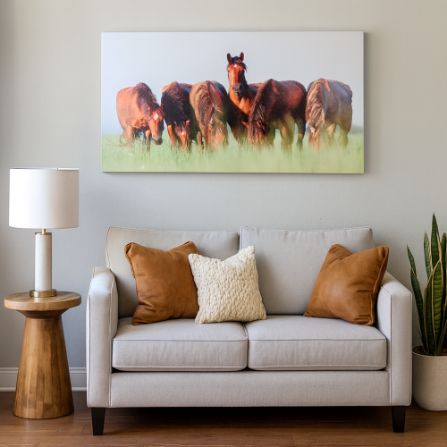 لوحة جدارية بتصميم أحصنة مقاس 120*60 سم