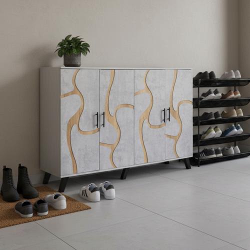 خزانة أحذية خشب ماليزي 2 قسم 5 أدوار - رمادي فاتح...