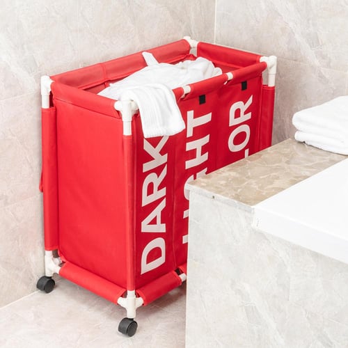 سلة ملابس مقسمة بعجلات متحركة A_09_5