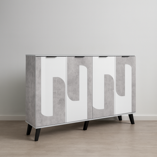 خزانة أحذية 4 أبواب خشب ماليزي 160 سم - رمادي فاتح...