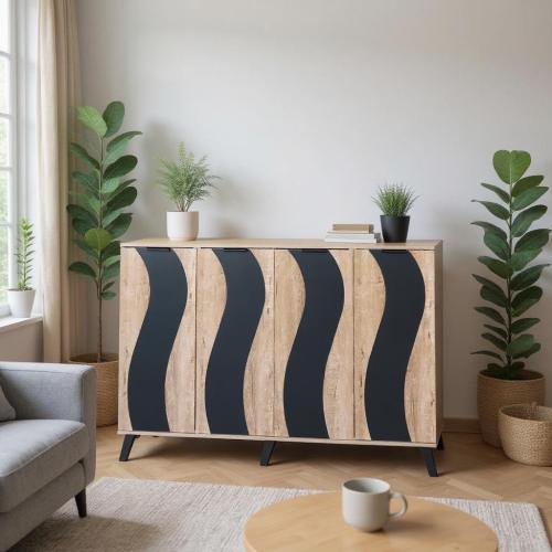 خزانة أحذية 4 أبواب خشب ماليزي 160 سم – لون خشبي م...