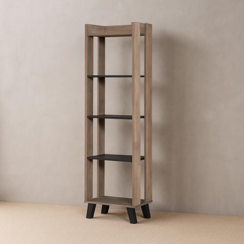 وحدة تخزين 5 رفوف خشب ماليزي رمادي وبني