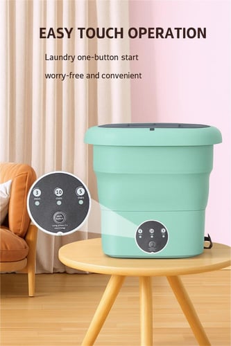 غسالة صغيرة محمولة قابلة للطي – مثالية للسفر والاس...