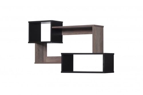 أرفف حائط متشابكة - بني غامق واسود