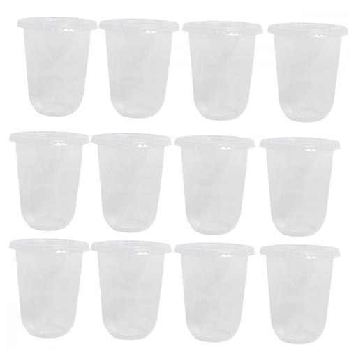 كاسات آيسكريم شفاف بغطاء 12 حبة B 102