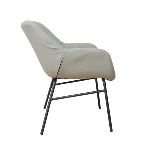 كرسي جلوس جلد فاخر قاعدة معدن لون سكري