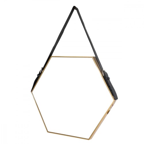 مرآة معلقة جدارية سداسية الشكل بحزام تثبيت