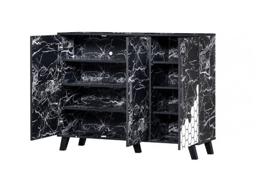 خزانة أحذية 4 دور خشب ماليزي 3 ابواب لون اسود رخام...