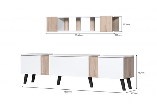 طاوله تلفزيون خشبية 3 درج مع ارفف جدار خشب ماليزي...