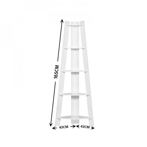 وحدة رفوف بشكل هرمي 4 أدوار خشب ماليزي - لون أبيض