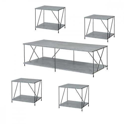 طقم طاولات 5 قطع خشب ماليزي , سطح خشب بقاعدة معدني...