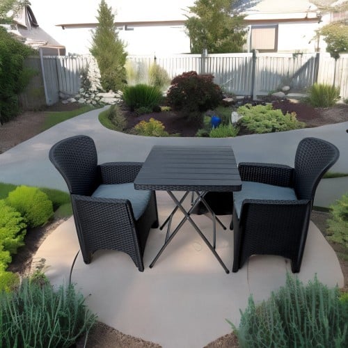 كراسي الحدائق 2 كراسي وطاولة جانبية قابلة للطي