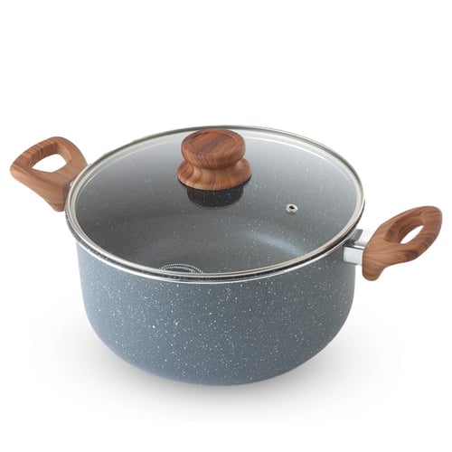 قدر عميق جرانيت مع غطاء مقاس 24 سم