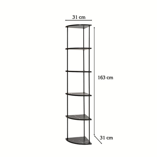 وحدة تخزين رفوف 6 مستويات شكل زاوية اسود رخامي