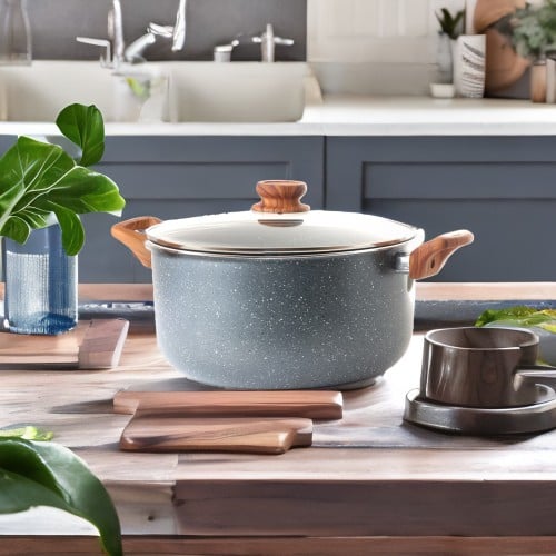 قدر طبخ عميق غير لاصق بغطاء مقاس 28 A-06-2 A-07-2س...