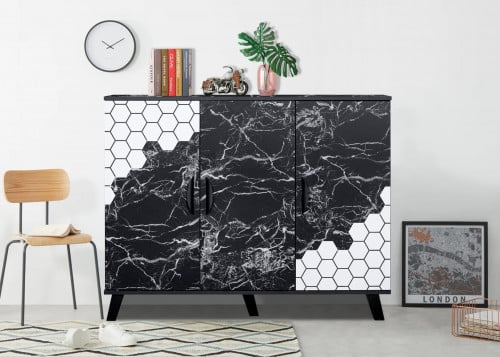 خزانة أحذية 4 دور خشب ماليزي 3 ابواب لون اسود رخام...