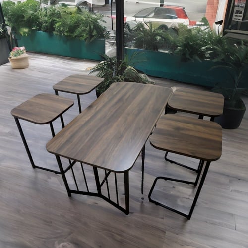 طقم طاولات قهوة 5 قطع - بني