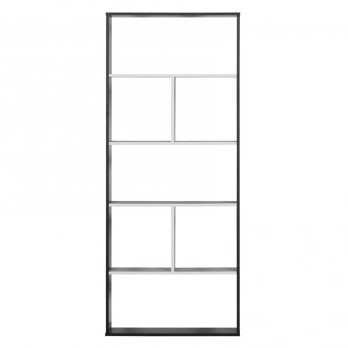 وحدة رفوف مفتوحة 5 دور , خشب ماليزي لون أسود وأبيض...