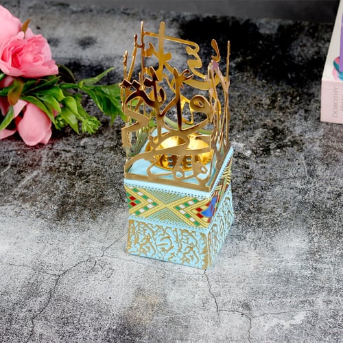 مباخر سيراميك بشكل مربع بتصميم أحرف ذهبية من الإست...