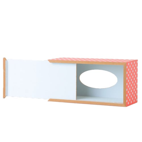 سلة مهملات مع علبة منديل لون برتقالي وأبيض