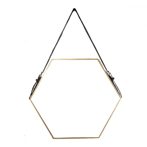 مرآة معلقة جدارية سداسية الشكل بحزام تثبيت