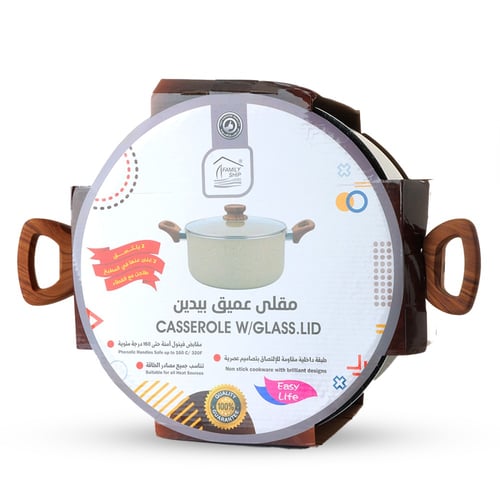 قدر طبخ عميق غير لاصق بغطاء مقاس 28 A-06-2 A-07-2س...