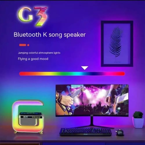 شاحن هاتف لاسلكي مع سبيكر وإضاءة led