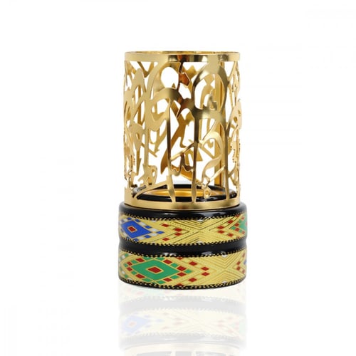 مباخر سيراميك دائرية أسود بتصميم عبارات إستيل ذهبي...