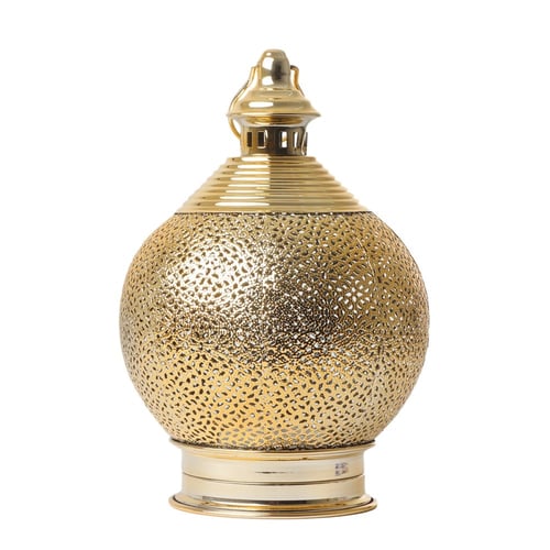 فانوس رمضاني دائري لون ذهبي مع إضاءه LED وصوت