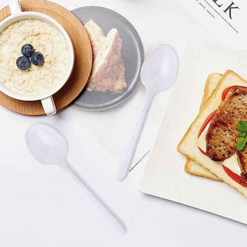 ملاعق بلاستيك ابيض 112 حبة