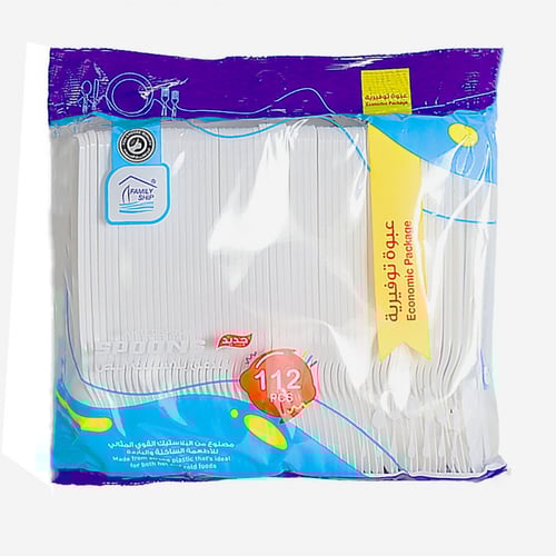 ملاعق بلاستيك ابيض 112 حبة