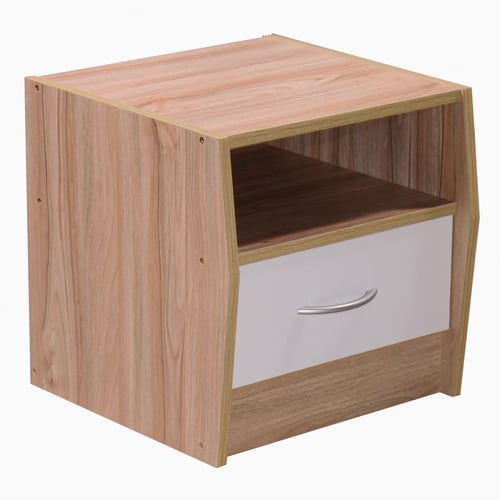 طاوله جانبية سرير درج واحد مع رف , خشب صناعة ماليز...