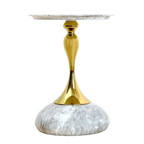 طاوله خدمه أنيقة من الاستيل بتصميم دائري - رمادي ر...