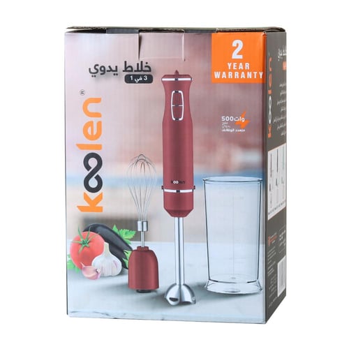 خلاط يدوي كهربائي كولين 3 في 1 احمر 500 واط
