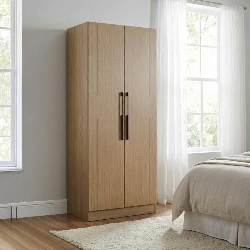 دولاب ملابس بني درفتين خشب