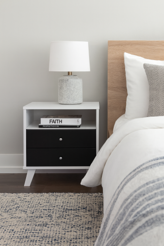 كومودينو درج ورف - أسود وأبيض