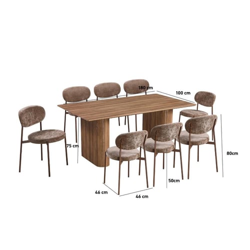 طاولة طعام خشب 8 كراسي لون بني